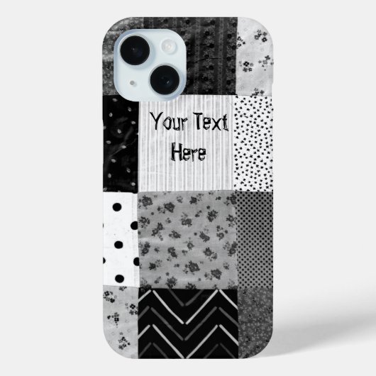 白黒ヴィンテージ布パッチワーク Case-Mate iPhoneケース (裏面)
