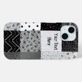 白黒ヴィンテージ布パッチワーク Case-Mate iPhoneケース (裏面 (横))