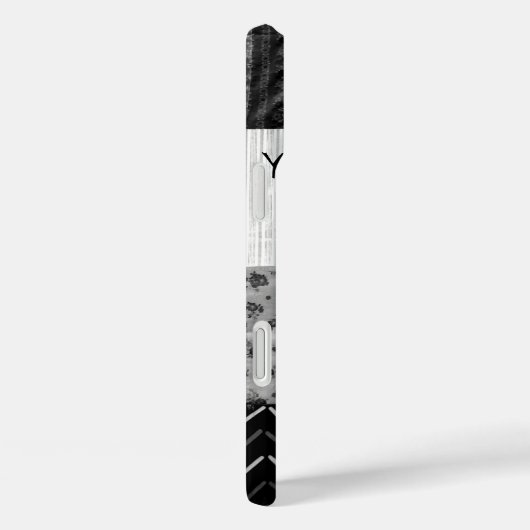 白黒ヴィンテージ布パッチワーク Case-Mate iPhoneケース (裏面 / 右)