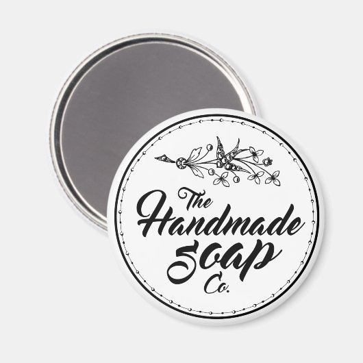白黒ヴィンテージ手作り石鹸バスルーム マグネット (正面/裏面)