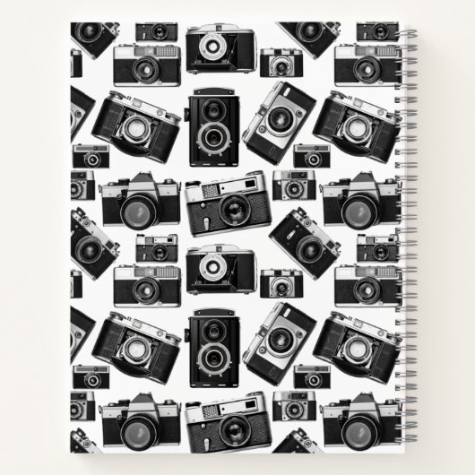白黒ヴィンテージ撮影用カメラモチーフ  ノートブック (裏面)