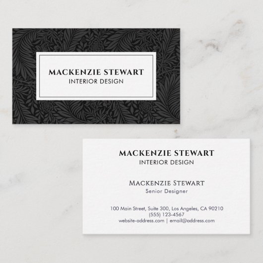 白黒ヴィンテージ植物学プロフェッショナル 名刺 (正面/裏面)