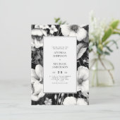 白黒ヴィンテージ植物暗黒フローラ結婚ズ 招待状 (スタンド正面)