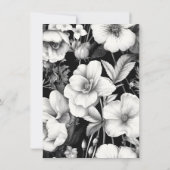 白黒ヴィンテージ植物暗黒フローラ結婚ズ 招待状 (裏面)