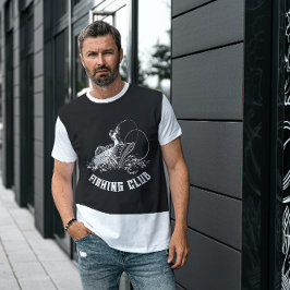 白黒ヴィンテージ漁師魚釣りクラブ Tシャツ