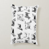 白黒ヴィンテージ犬のパターン アクセントクッション (裏面(縦))