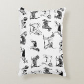 白黒ヴィンテージ犬のパターン アクセントクッション (正面(垂直))