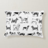 白黒ヴィンテージ犬のパターン アクセントクッション (裏面)