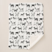 白黒ヴィンテージ犬のパターン シェルパブランケット (正面)