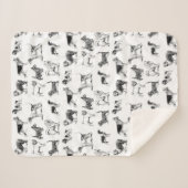 白黒ヴィンテージ犬のパターン シェルパブランケット (正面(横))