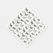 白黒ヴィンテージ犬のパターン スタンダードランチョンナプキン (角)