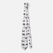 白黒ヴィンテージ犬のパターン ネクタイ (正面)