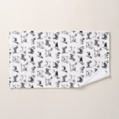 白黒ヴィンテージ犬のパターン バスタオルセット (ハンドタオル)