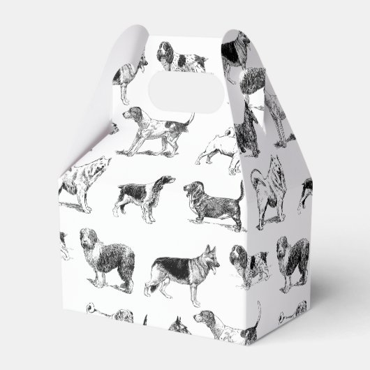 白黒ヴィンテージ犬のパターン フェイバーボックス (正面サイド)