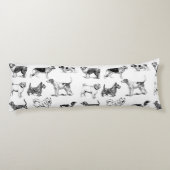 白黒ヴィンテージ犬のパターン ボディピロー (裏面)