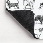 白黒ヴィンテージ犬のパターン マウスパッド (コーナー)