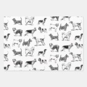 白黒ヴィンテージ犬のパターン ラッピングペーパーシート (正面3)