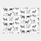 白黒ヴィンテージ犬のパターン ラッピングペーパーシート (正面2)
