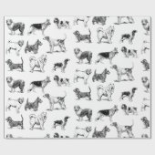 白黒ヴィンテージ犬のパターン ラッピングペーパー (フラット)