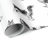 白黒ヴィンテージ犬のパターン ラッピングペーパー (ロールコーナー)