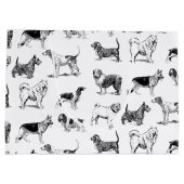 白黒ヴィンテージ犬のパターン ラージペーパーバッグ (裏面)