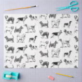 白黒ヴィンテージ犬のパターン 薄葉紙 (クラフト)