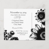 白黒ヴィンテージ結婚フローラ インビテーションポストカード (裏面)