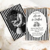 白黒ヴィンテージ結婚写真 招待状