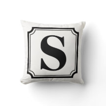 白黒ヴィンテージ縁どモノグラム枕