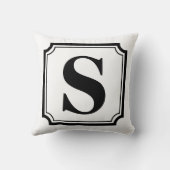 白黒ヴィンテージ縁どモノグラム枕 クッション (裏面)