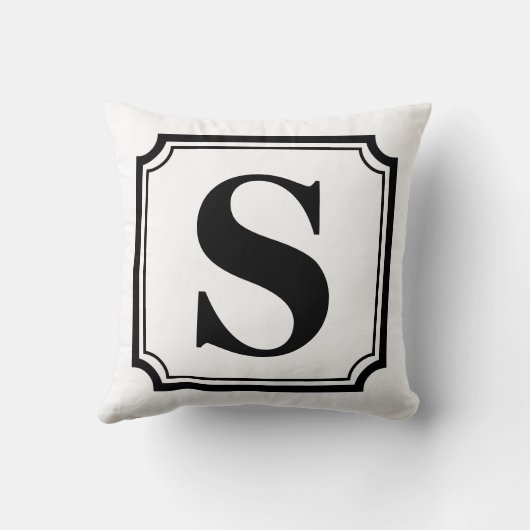 白黒ヴィンテージ縁どモノグラム枕 クッション (裏面)