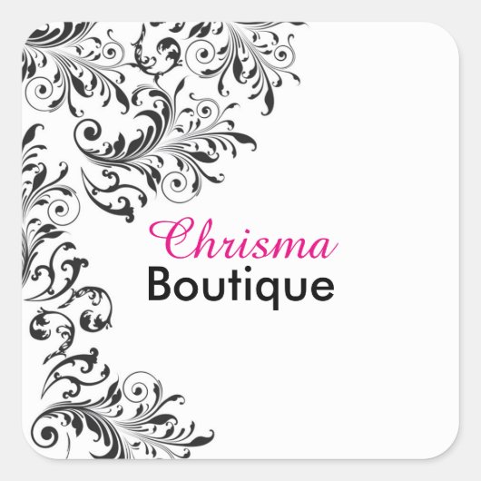 白黒ヴィンテージ美しいシール スクエアシール (正面)