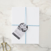 白黒ヴィンテージ花モダンフローラシック ギフトタグ (より糸付き)