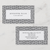 白黒ヴィンテージ花柄オリジナル 名刺 (正面/裏面)