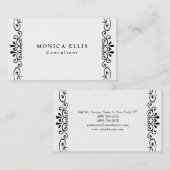 白黒ヴィンテージ花柄オリジナル 名刺 (正面/裏面)