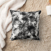 白黒ヴィンテージ芸術的フローラ クッション (ブランケット)