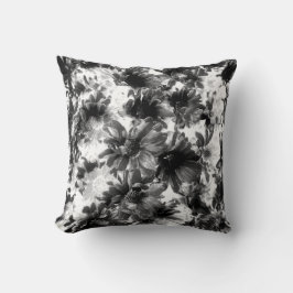 白黒ヴィンテージ芸術的フローラ クッション