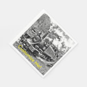 白黒ヴィンテージ蒸気機関 スタンダードランチョンナプキン (角)