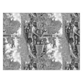 白黒ヴィンテージ蒸気機関 テーブルクロス (正面(横))