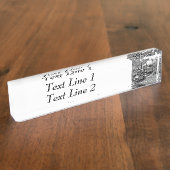 白黒ヴィンテージ蒸気機関 デスクネームプレート (側面)