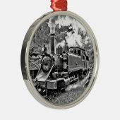白黒ヴィンテージ蒸気機関 メタルオーナメント (右)