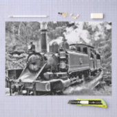 白黒ヴィンテージ蒸気機関 薄葉紙 (クラフト)