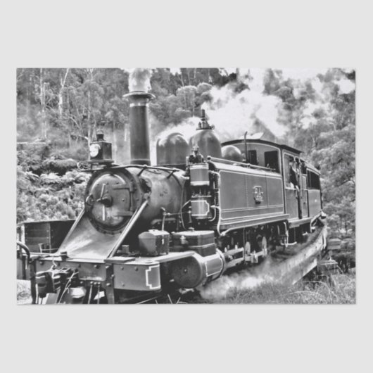 白黒ヴィンテージ蒸気機関 薄葉紙 (正面)