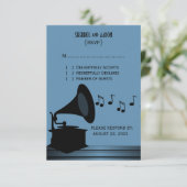 白黒ヴィンテージ蓄音機応答カード2 出欠カード (スタンド正面)