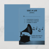 白黒ヴィンテージ蓄音機応答カード2 出欠カード (正面/裏面)