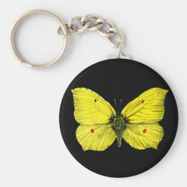 白黒ヴィンテージ蝶イラストレーション キーホルダー