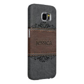 白黒ヴィンテージ革 Case-Mate SAMSUNG GALAXYケース (裏面/右)