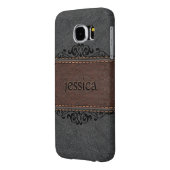 白黒ヴィンテージ革 Case-Mate SAMSUNG GALAXYケース (裏面左)