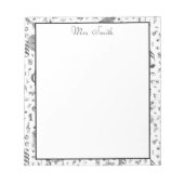 白黒ヴィンテージ音符 ノートパッド (正面)