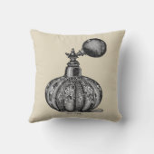 白黒ヴィンテージ香料イラストレーション クッション (裏面)